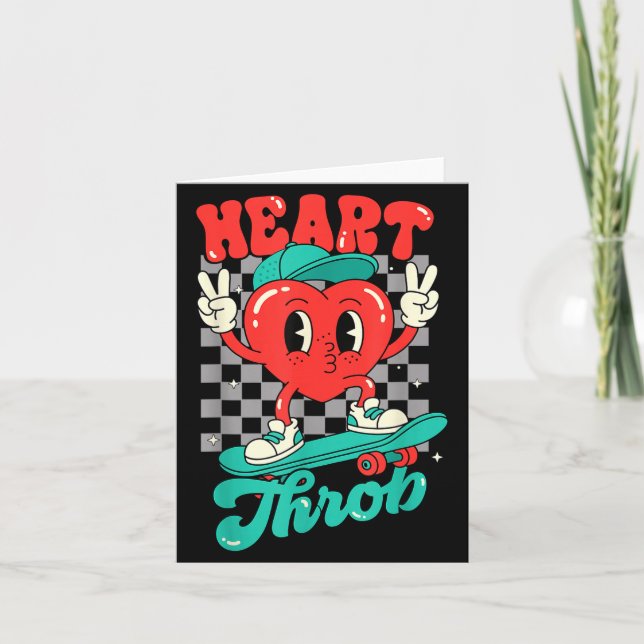 Cartão Retro Groovy Heart Throb Valentines Day Toddlers B (Frente)