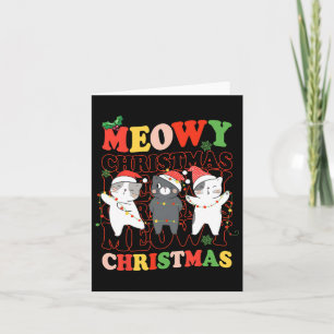 Cartão Retro Groovy Meowy Catmas Gatos Luzes De Natal Sa