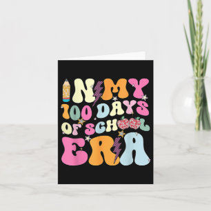 Cartão Retro Groovy Nos Meus 100 Dias Da Era Escolar 100
