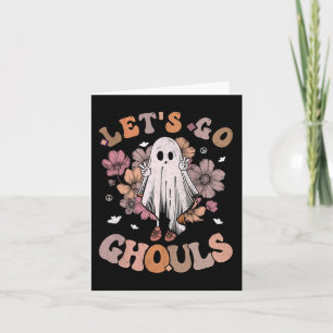 Cartão Retro Groovy Vamos Lá Espíritos Fantasmas 70s Hipp
