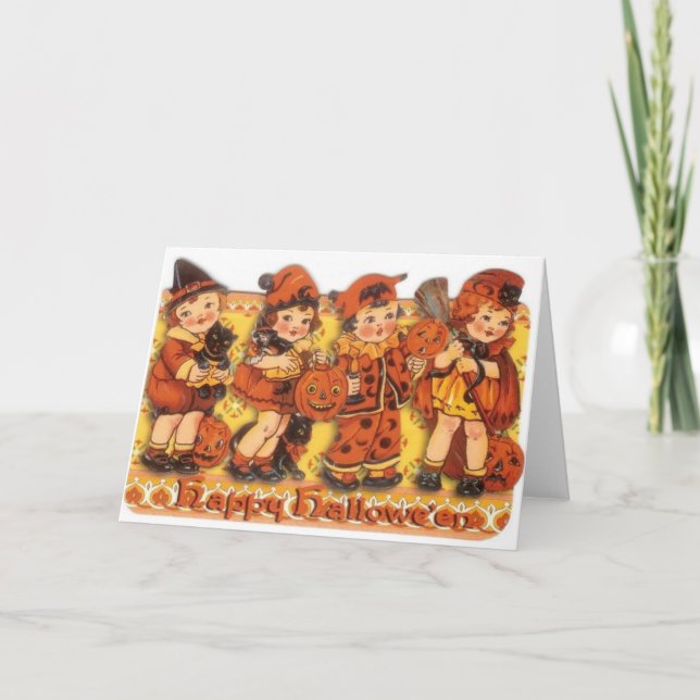 Cartão Retro Halloween Greeting Card (Frente)