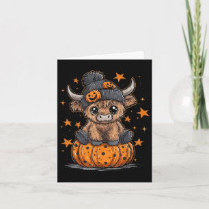 Cartão Retro Halloween Highland Cow Moo I Significa Boo F
