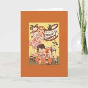 Cartão Retro Halloween Party Invitation