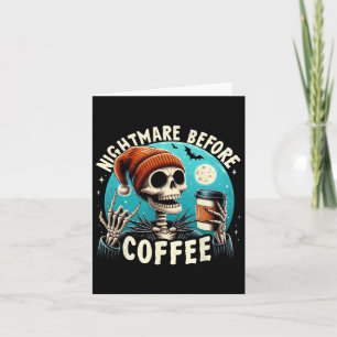 Cartão Retro Halloween Skeleton Café Mug Scary Night Be