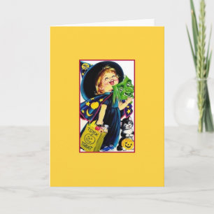 Cartão Retro Halloween Trick Or Treat Greeting Card