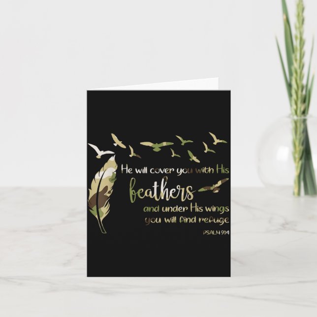 Cartão Retro He Will Cover You With His Beathers Jesus Re (Frente)