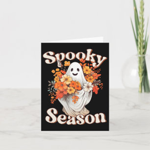 Cartão Retro Hippie Halloween Cute Ghost Spooky Season Fu