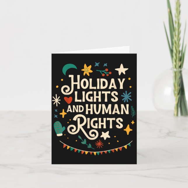 Cartão Retro Holiday Lights And Human Rights Suprters Chr (Frente)
