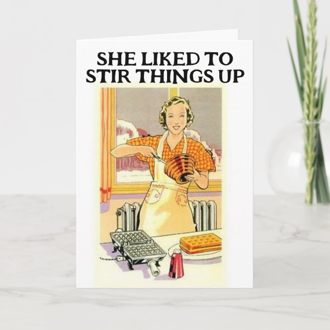 CARTÃO RETRO HOUSEWIFE FUNNY BIRTHDAY GREETING CARDS (Frente)