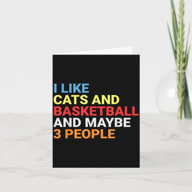 Cartão Retro I Like Cats And Basketball Lover Funny Cat  (Frente)