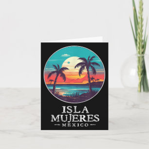 Cartão Retro Isla Mujeres México Praia Pôr do Sol Lembran