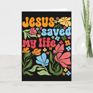 Cartão Retro Jesus Cristo Salvou Minha Vida Boho Floral C