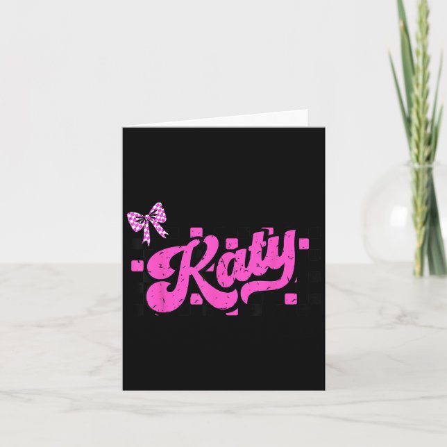 Cartão Retrô Katy Xadrez Coquete Laço Borboleta  (Frente)