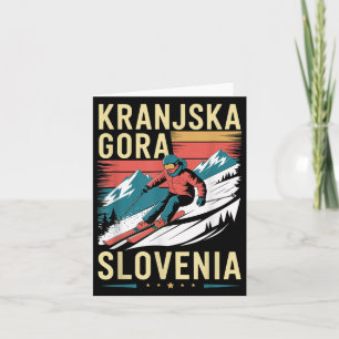 Cartão Retro Kranjska Gora Eslovênia Ski Resort, Divertid