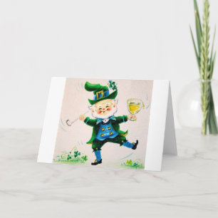 Cartão Retro Leprechaun, Pipe & Beer St. Patrick's Day