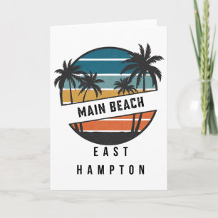 Cartão Retro Main Beach East Hampton Prancha de Surfe Sur