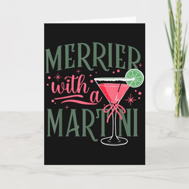 Cartão Retro Merrier With A Martini Tail Lover Merry Xmas (Frente)