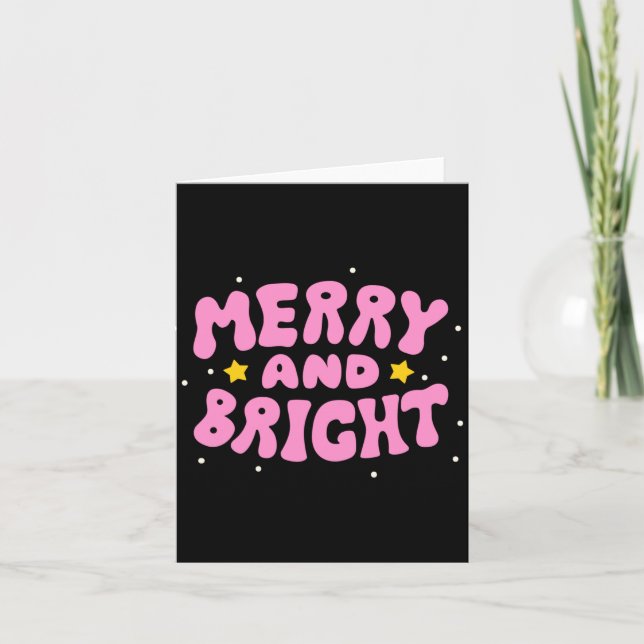Cartão Retro Merry And Bright Holiday Design  (Frente)