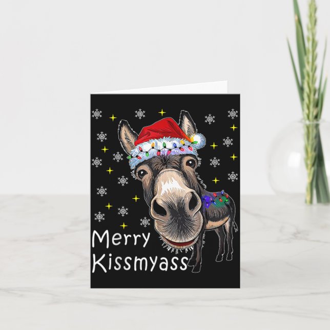 Cartão Retro Merry Christmas Light Merry Kissmy Funny  (Frente)