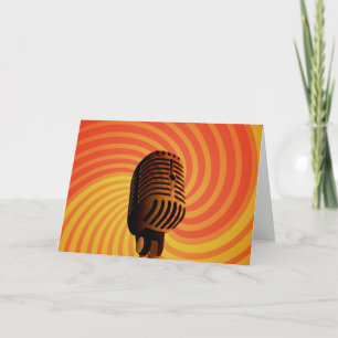 Cartão Retro Microphone custom greeting card