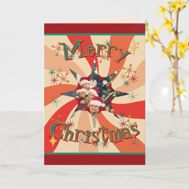 Cartão Retro Mid Century Your Family Photo and Message (Flor Amarela)