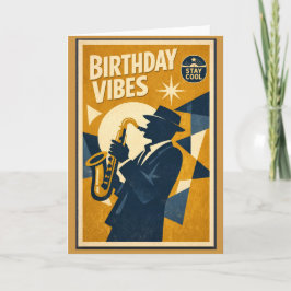 Cartão Retro Modern Jazz Saxophone Birthday Card for men 