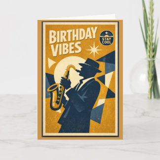 Cartão Retro Modern Jazz Saxophone Birthday Card for men