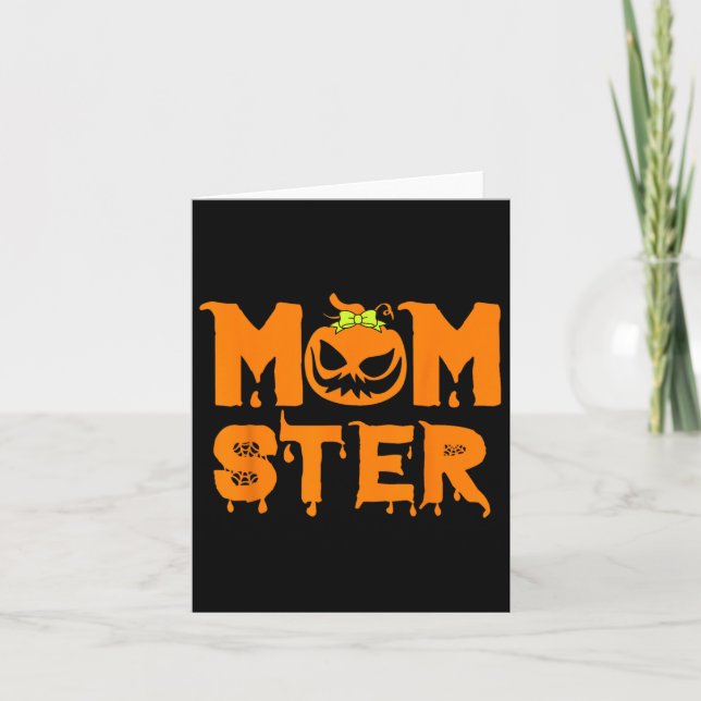 Cartão Retro Momster Halloween Mamãe Figurume Mãe Hallowe (Frente)