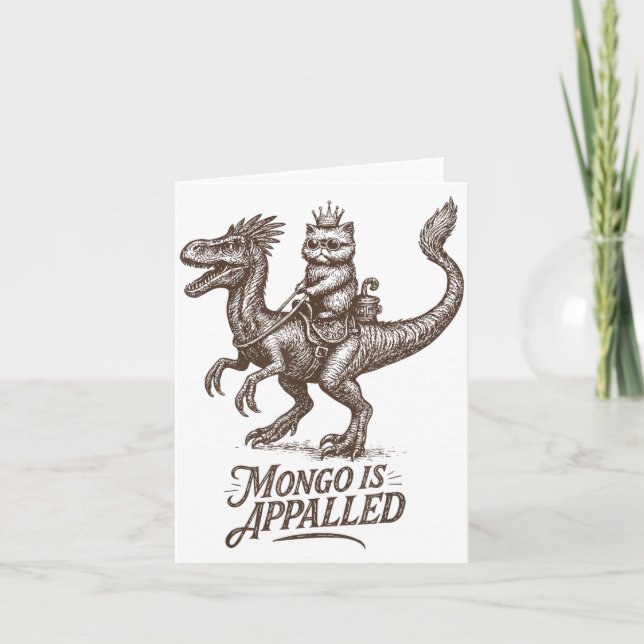 Cartão Retro Mongo Is Appalled Princess Cat Riding Dinosa (Frente)