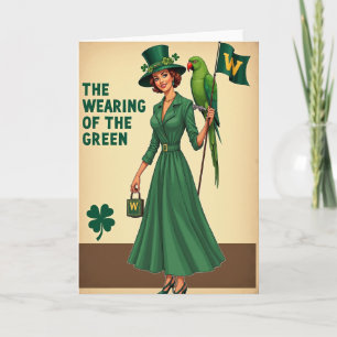 Cartão Retro Mulher Vestindo Verde