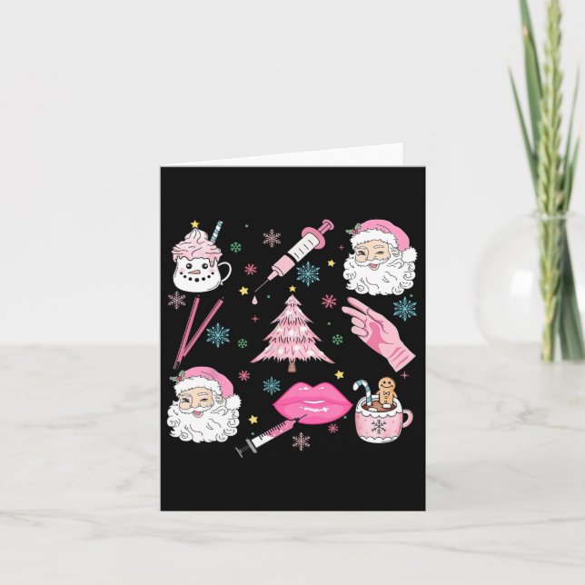 Cartão Retro Natal Botox Dealer Aestic Nurn Inject (Frente)