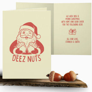 Cartão Retro Naughn Papais noeis Deez Loucos Feliz Natal