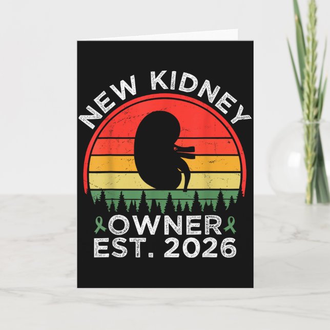 Cartão Retro New Kidney Owner Est. 2026 Kidney Transplant (Frente)