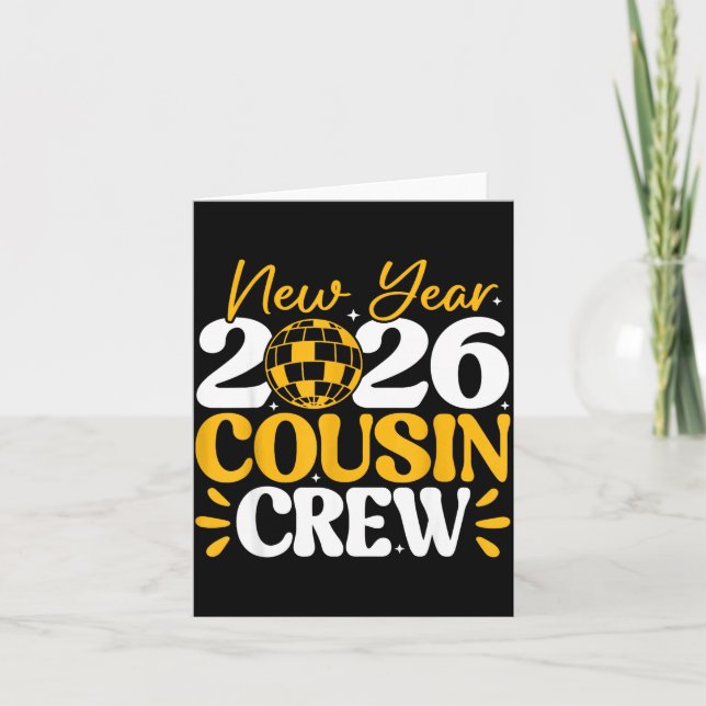 Cartão Retro New Year 2026 Cousin Crew New Years Eve Nye  (Frente)