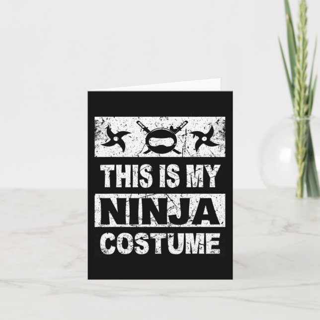 Cartão Retro Ninja Costume Halloween Para Meninos (Frente)