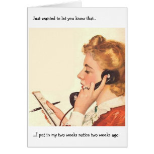 Cartão Retro Office - Aviso de Duas Semanas,