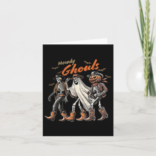 Cartão Retro Olá Ghouls Esqueleto Cowboy Western Rodeio H