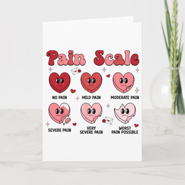 Cartão Retro Pain Scale Heart Trauma Nurse Valentine's Da (Frente)