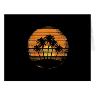 Cartão Retro Palm Tree Sunset Summer Beach Vintage Tropic