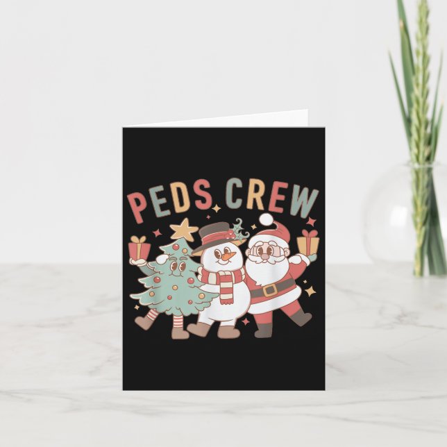 Cartão Retro Peds Crew Christmas Pediatric Nurse Nursing  (Frente)