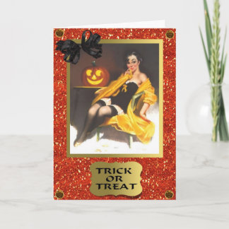 CARTÃO RETRO PIN UP GIRL HALLOWEEN CARD