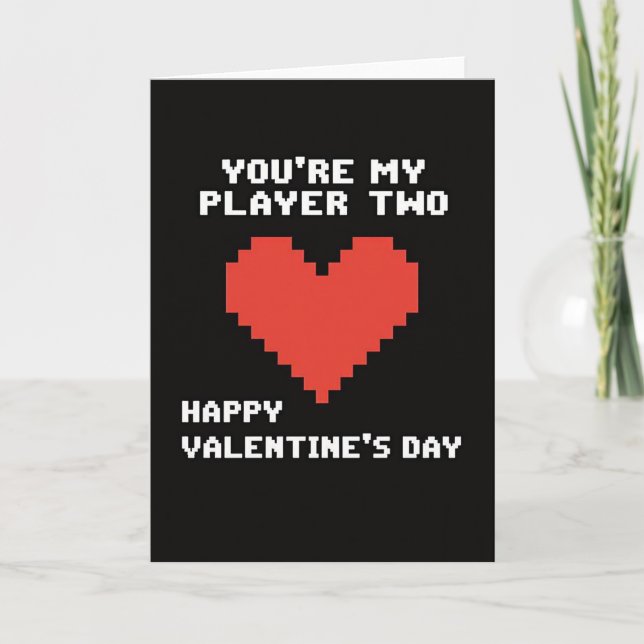 Cartão Retro Player Two Valentines Card (Frente)