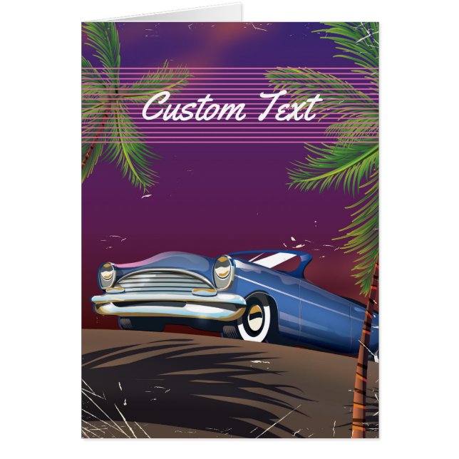 Cartão Retro poster de néon do carro dos anos 80 (Frente)