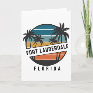Cartão Retro Praia Fort Lauderdale Flórida Surfboard Surf