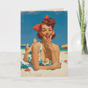 Cartão Retro Praia Pin Up