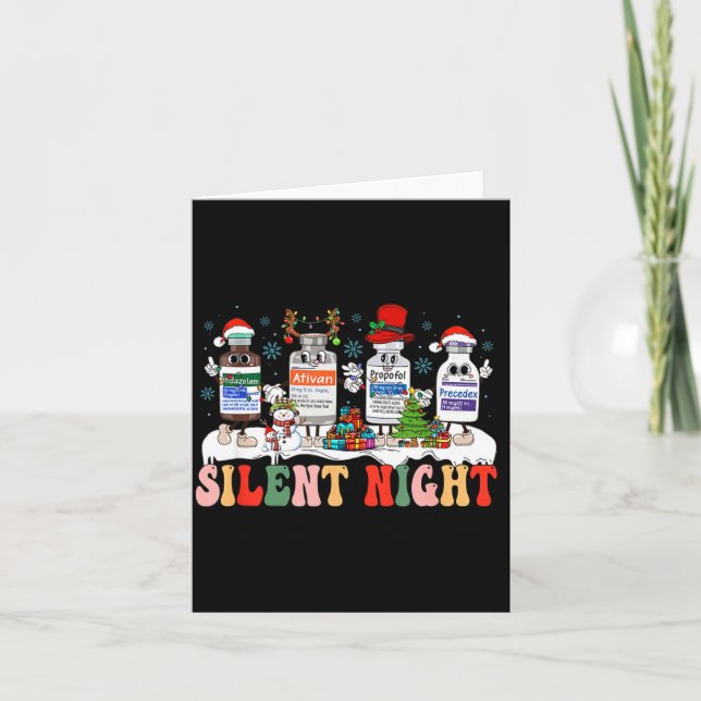 Cartão Retro Profol Silent Night Icu Nurses Funny Merry C (Frente)