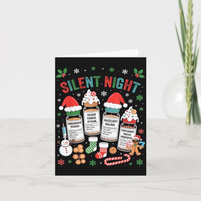 Cartão Retro Profol Silent Night Icu Nurses Funny Merry C (Frente)