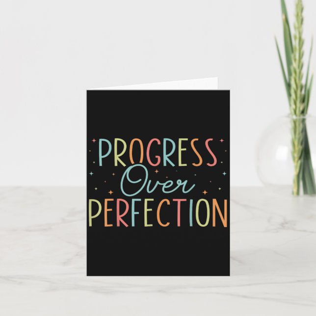 Cartão Retro Progress Over Perfection Motivational Quote  (Frente)