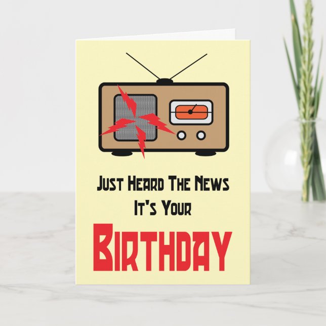 Cartão Retro Radio Birthday Card (Frente)