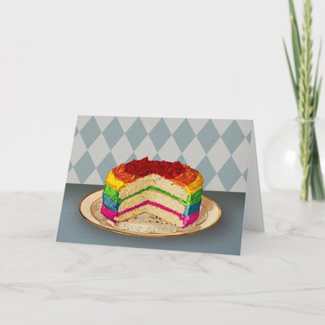 Cartão Retro Rainbow Cake (Frente)